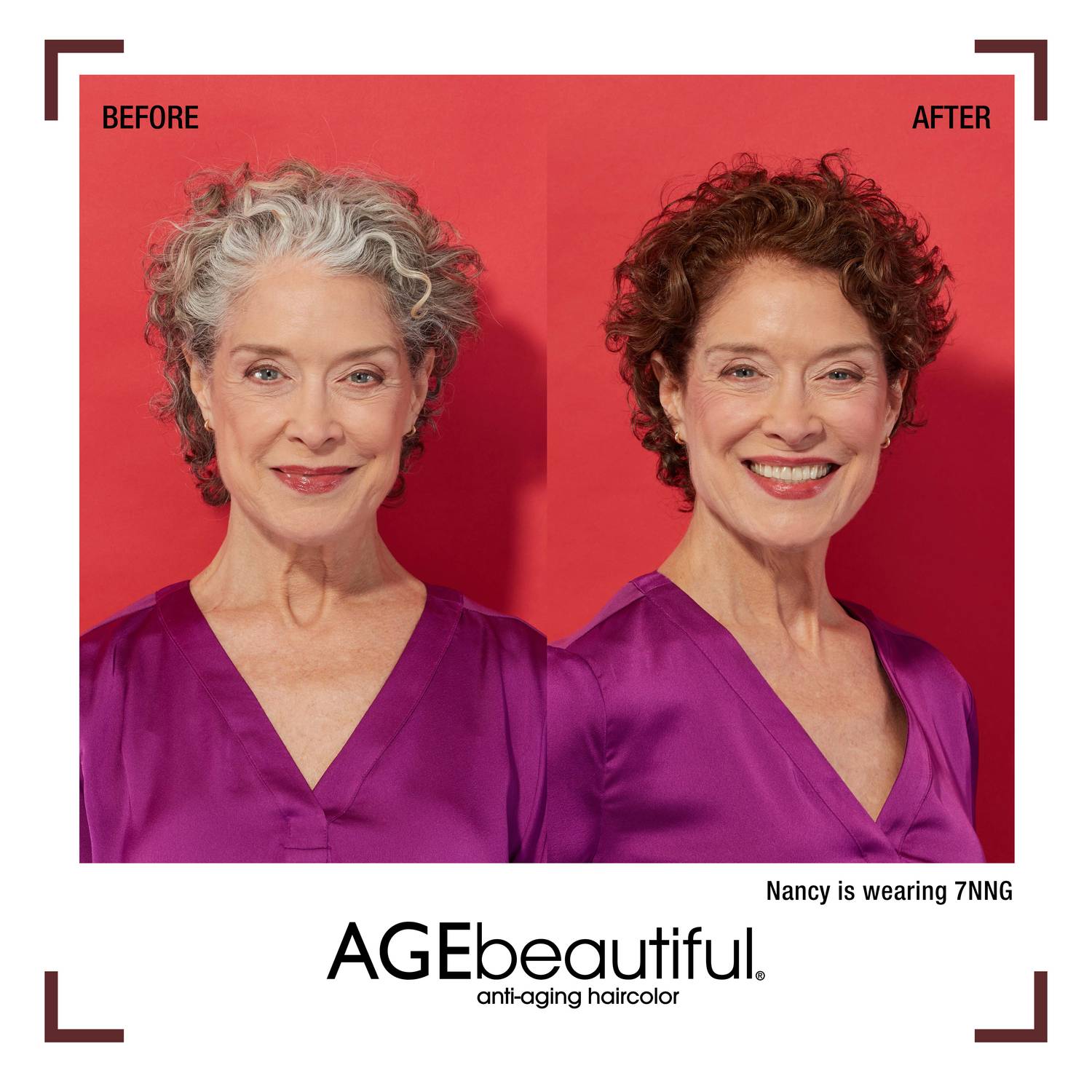 AGEbeautiful Hair Color before after 7NNG Dark Intense Golden Brown