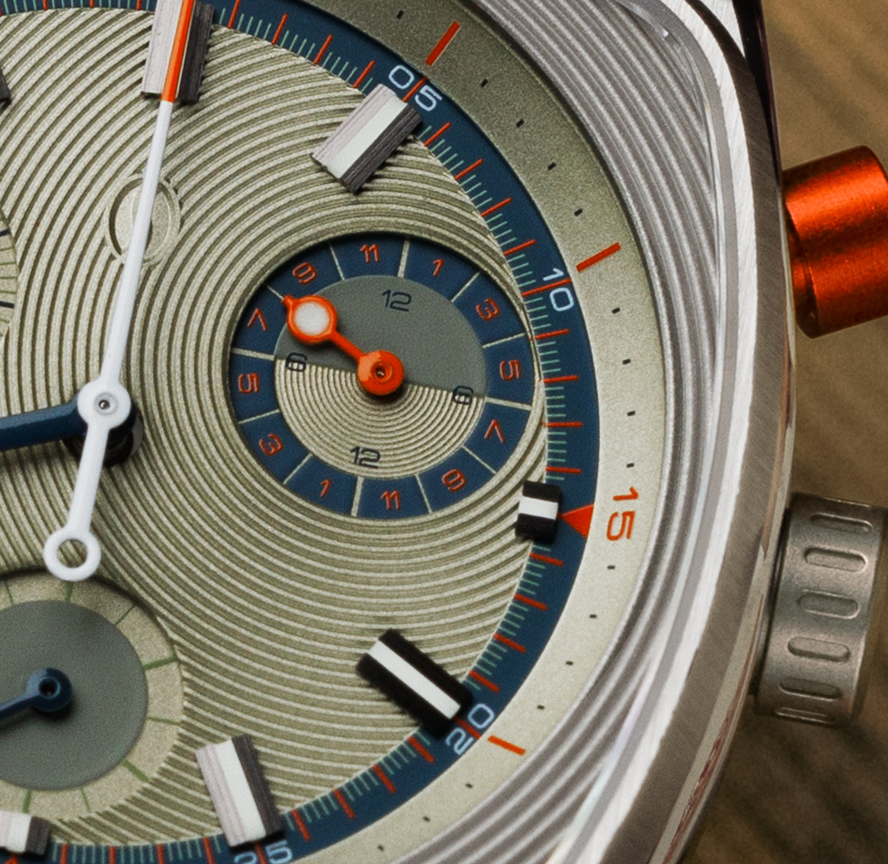 Brew x Worn & Wound Metric Chrono Regulators Heavily textured dial