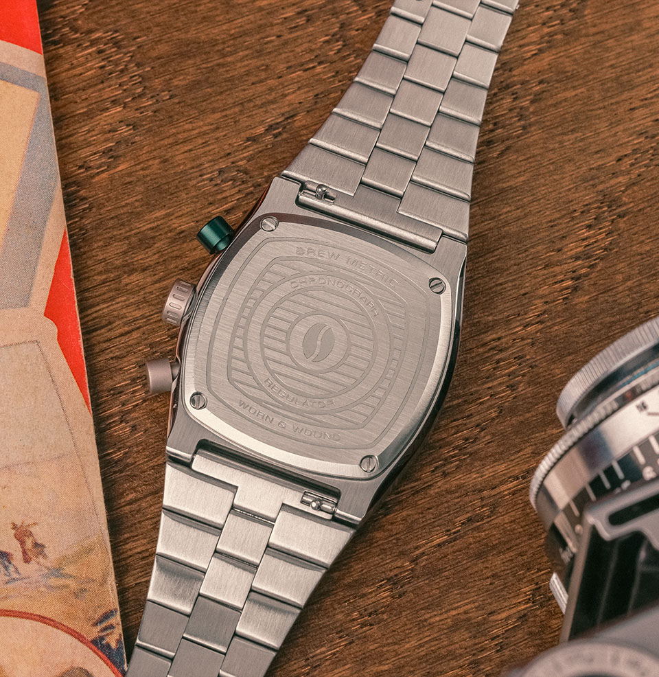 Brew x Worn & Wound Metric Chrono Regulators Integrated bracelet design