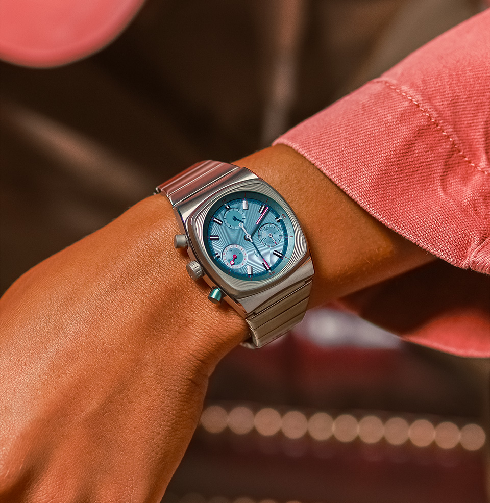 Brew x Worn & Wound Metric Chrono Regulators Bright and colorful