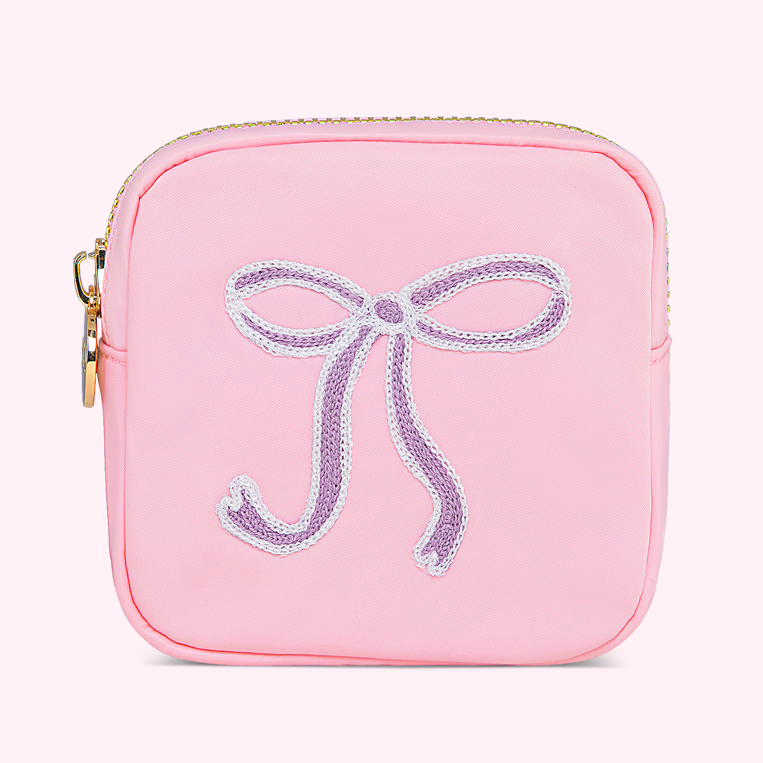 Hand Embroidered Bow Mini Pouch