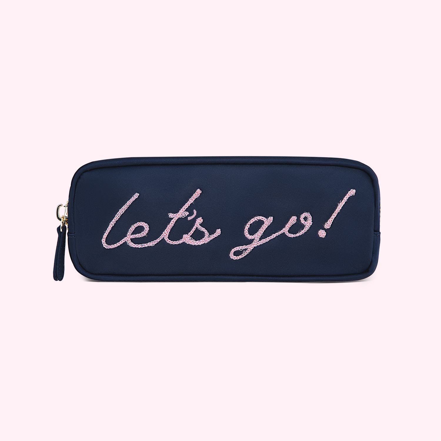 Hand Embroidered Let's Go! Slim Pouch