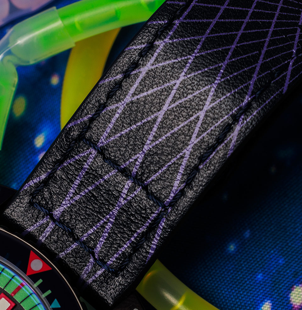 Zodiac x Worn & Wound Super Sea Wolf Laser Tag Printed leather strap