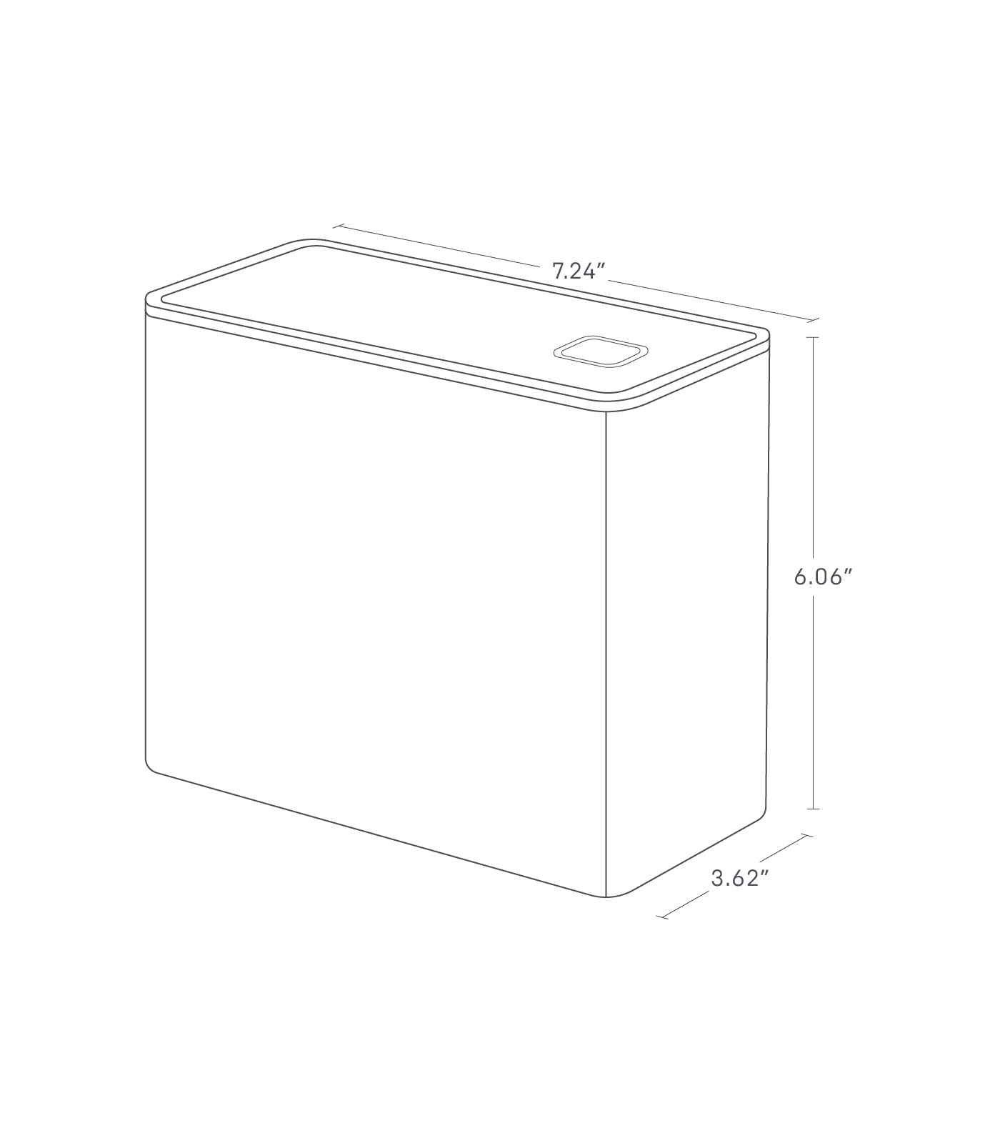 Dimension image for Vacuum-Sealing Coffee Storageon a white background showinglength of 7.24