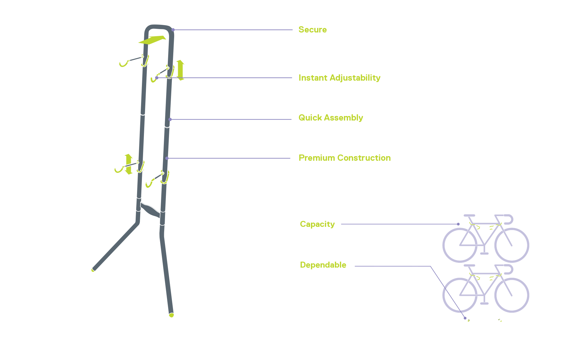 Two Bike Gravity Stand diagram 