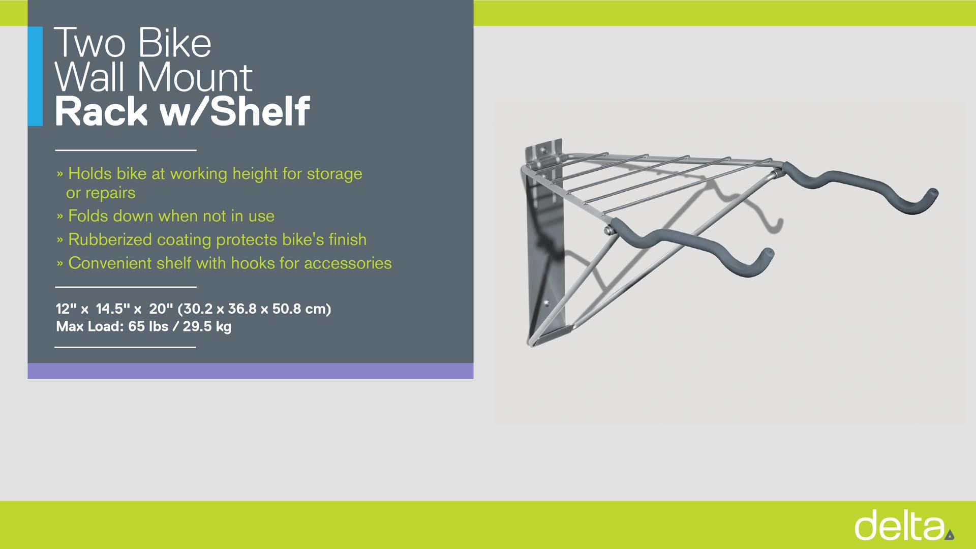 Two Bike Wall Mount Rack with Shelf instructions