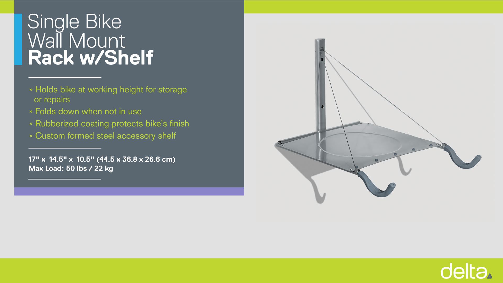 Single Bike Wall Mount Rack with Shelf instructions