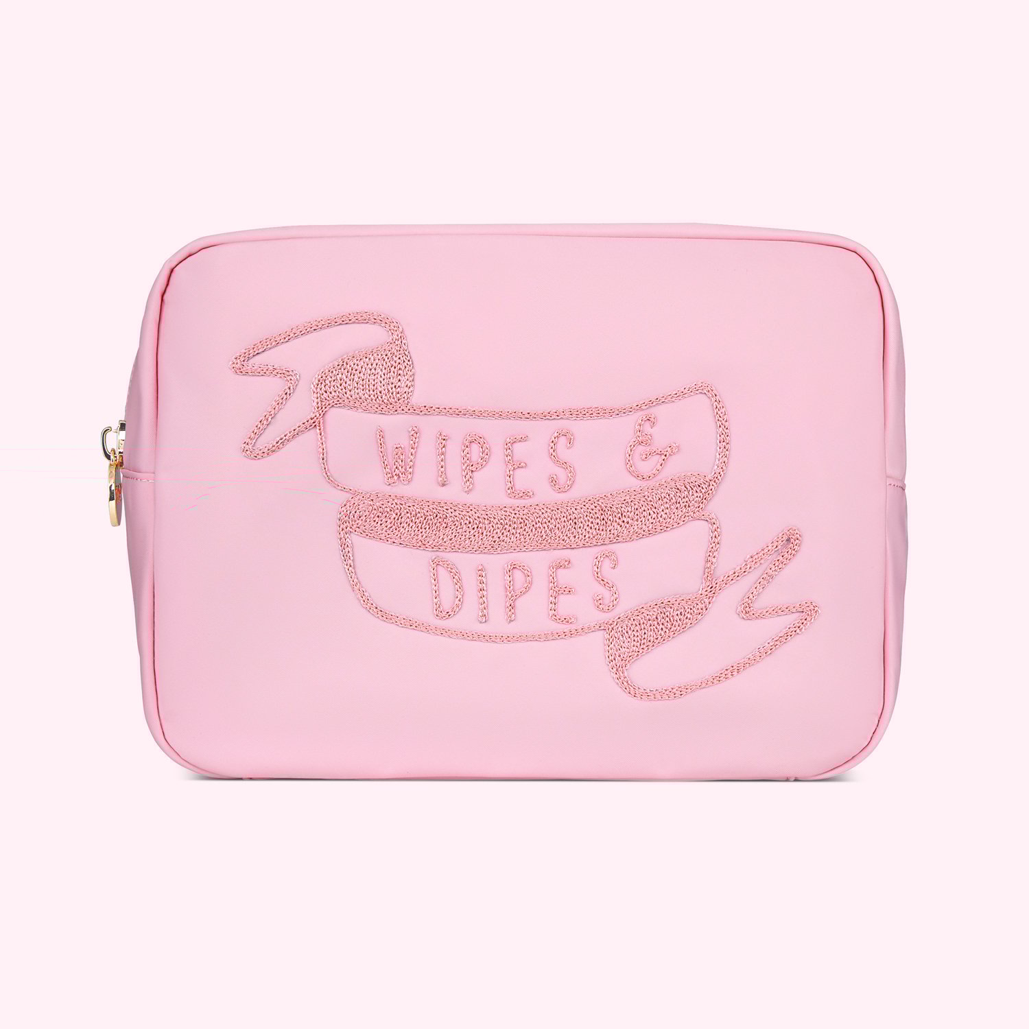 Hand Embroidered Wipes & Dipes Large Pouch