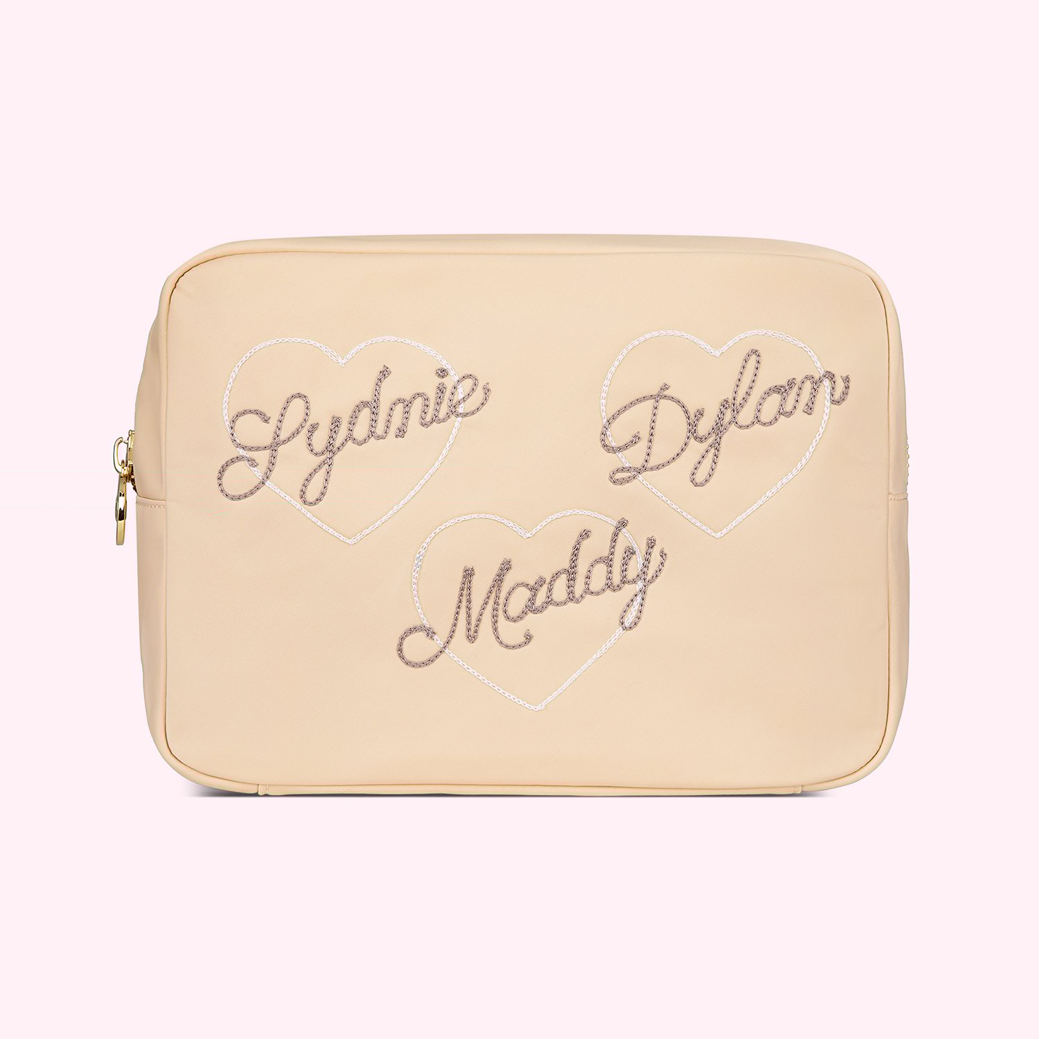 Hand Embroidered Custom Heart Large Pouch