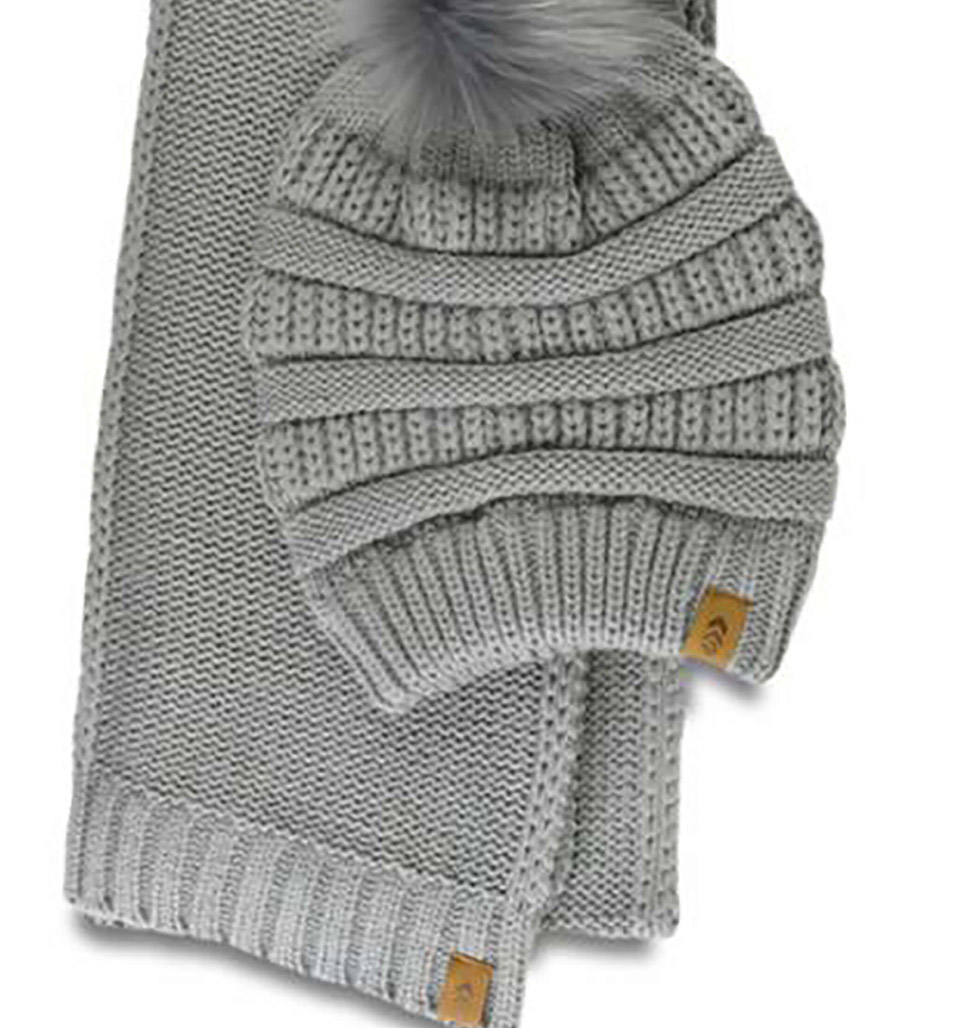 Women's Texture Knit Beanie and Scarf