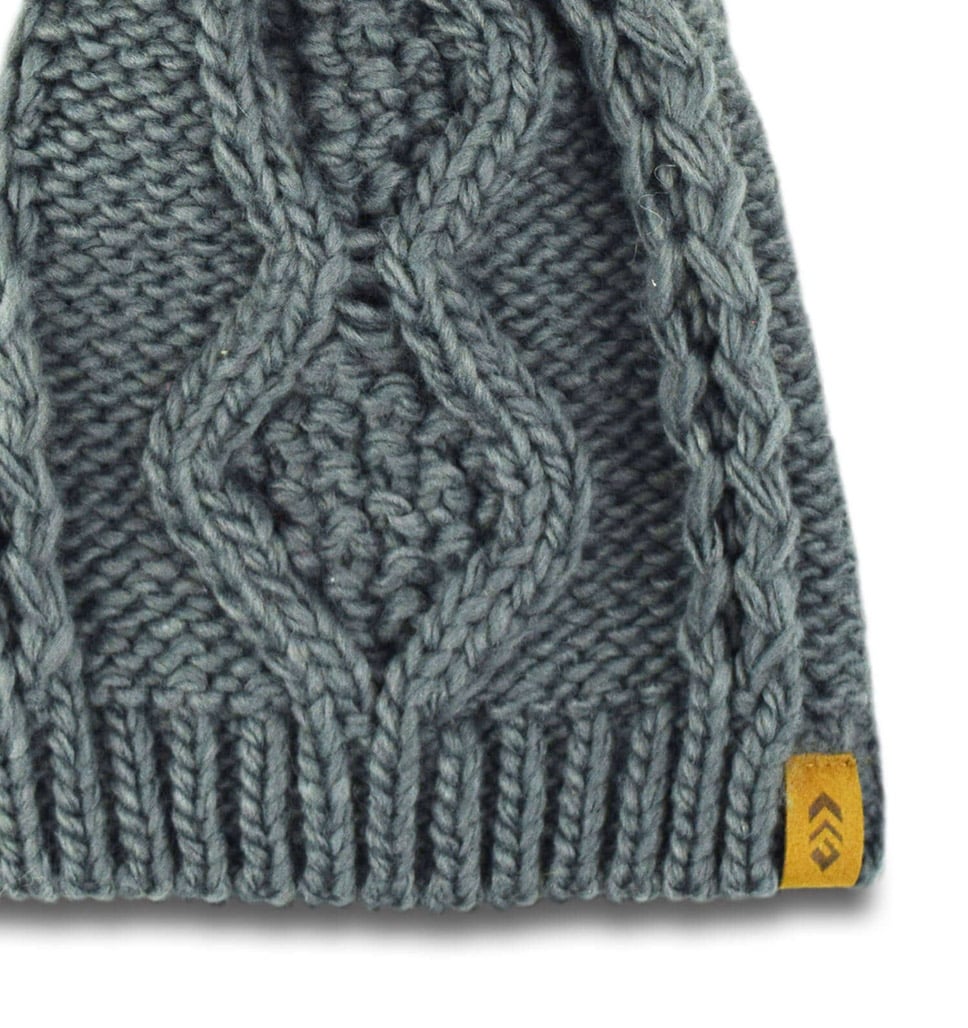 Women's Icelandic Cable Knit Beanie with Yarn Pom