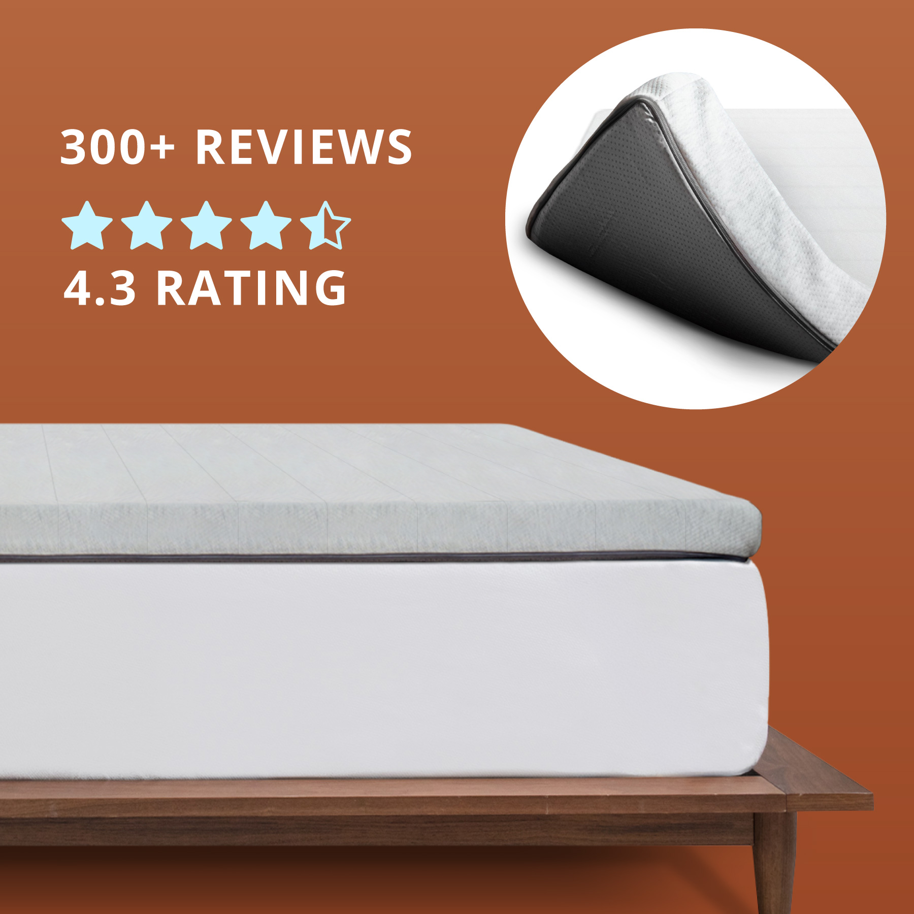 Orders placed by 2pm ships same day. A thick gray mattress topper sitting on top of a bed.