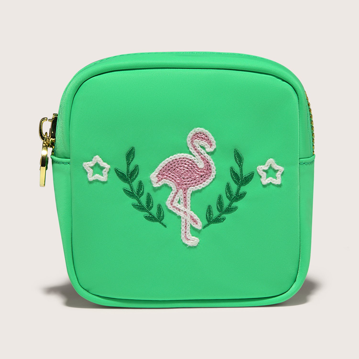 Flamingo Embroidered Mini Pouch