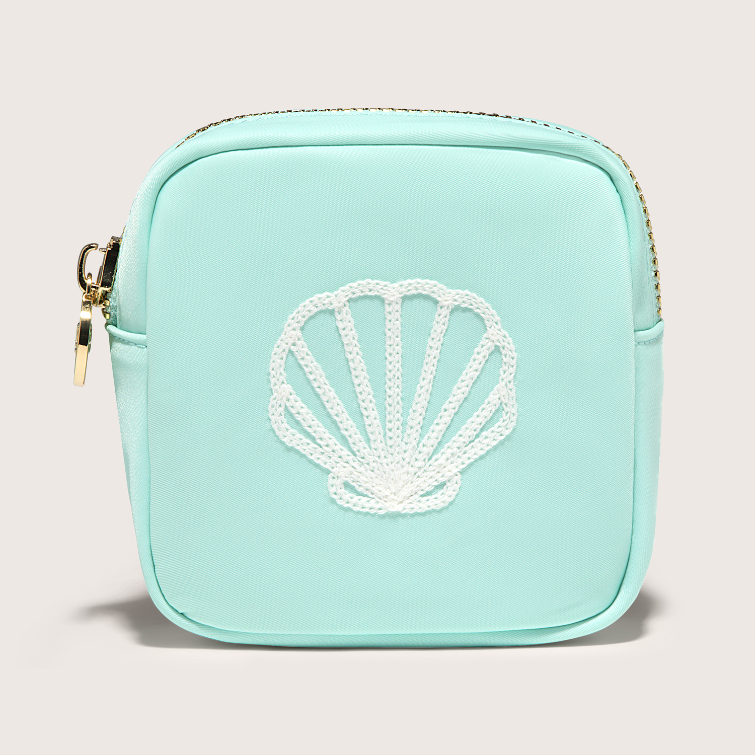 Shell Embroidered Mini Pouch