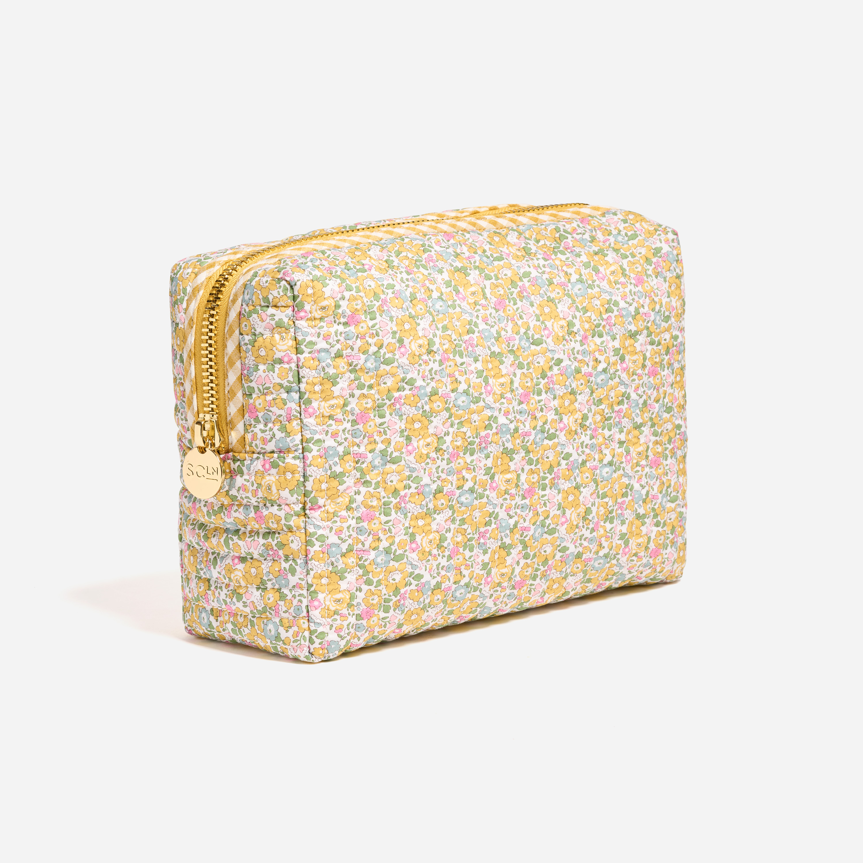 Travel Embroidered Large Pouch Made with Liberty Fabric