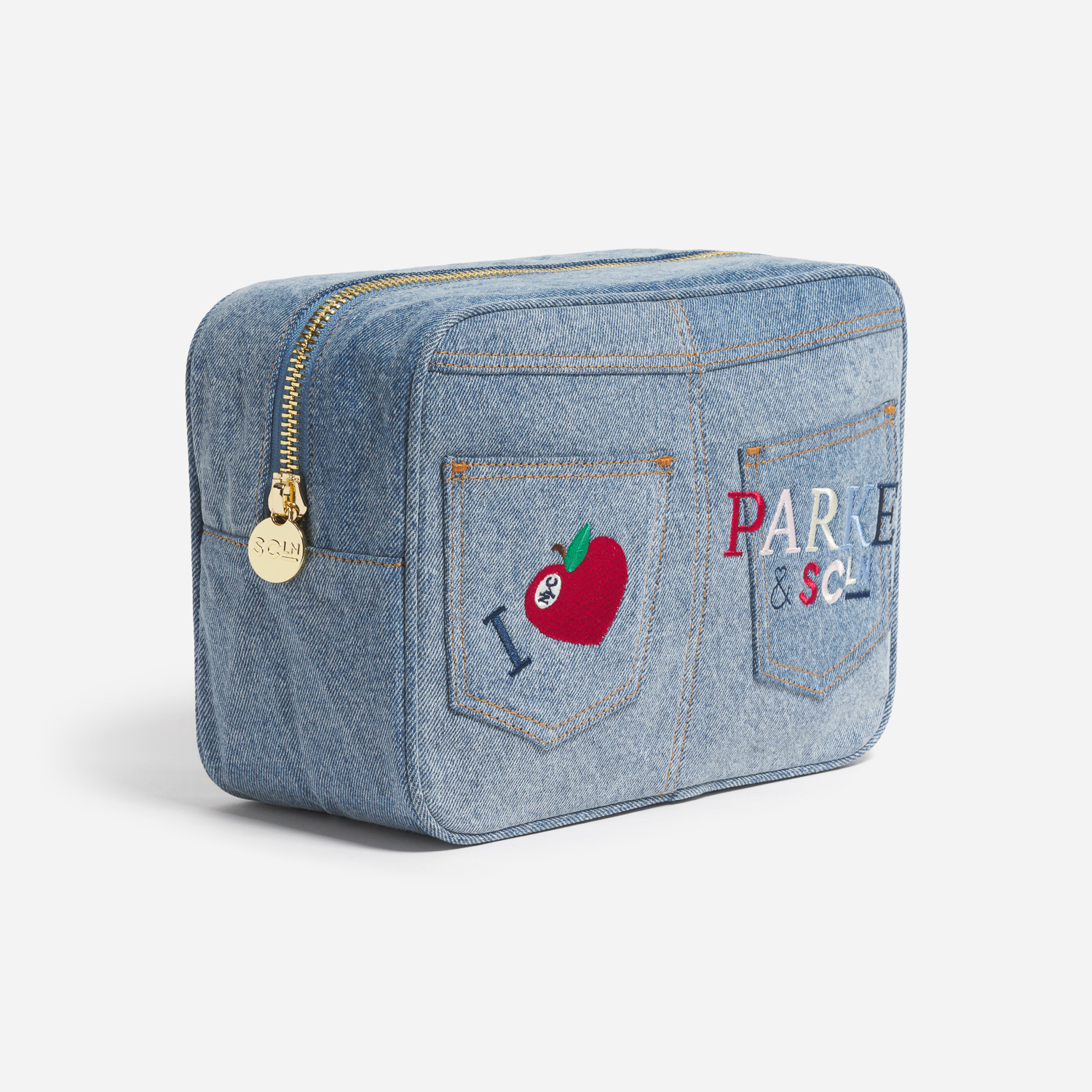 Large Denim Pouch with Pockets