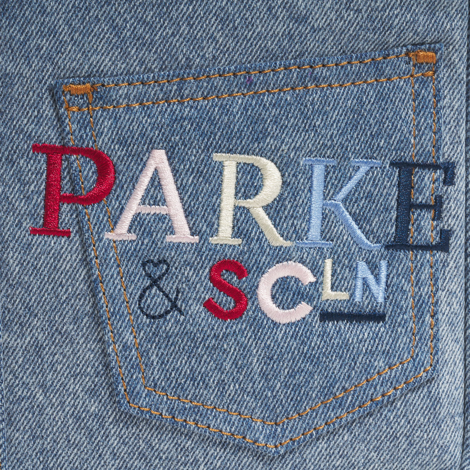 Large Denim Pouch with Pockets