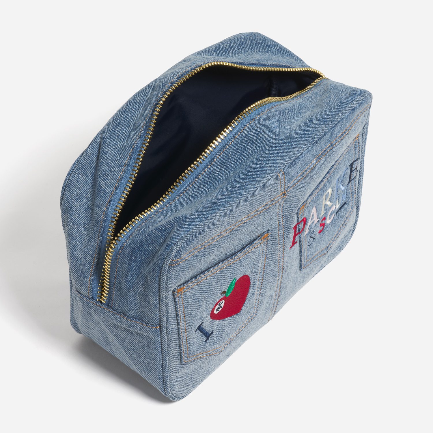 Large Denim Pouch with Pockets