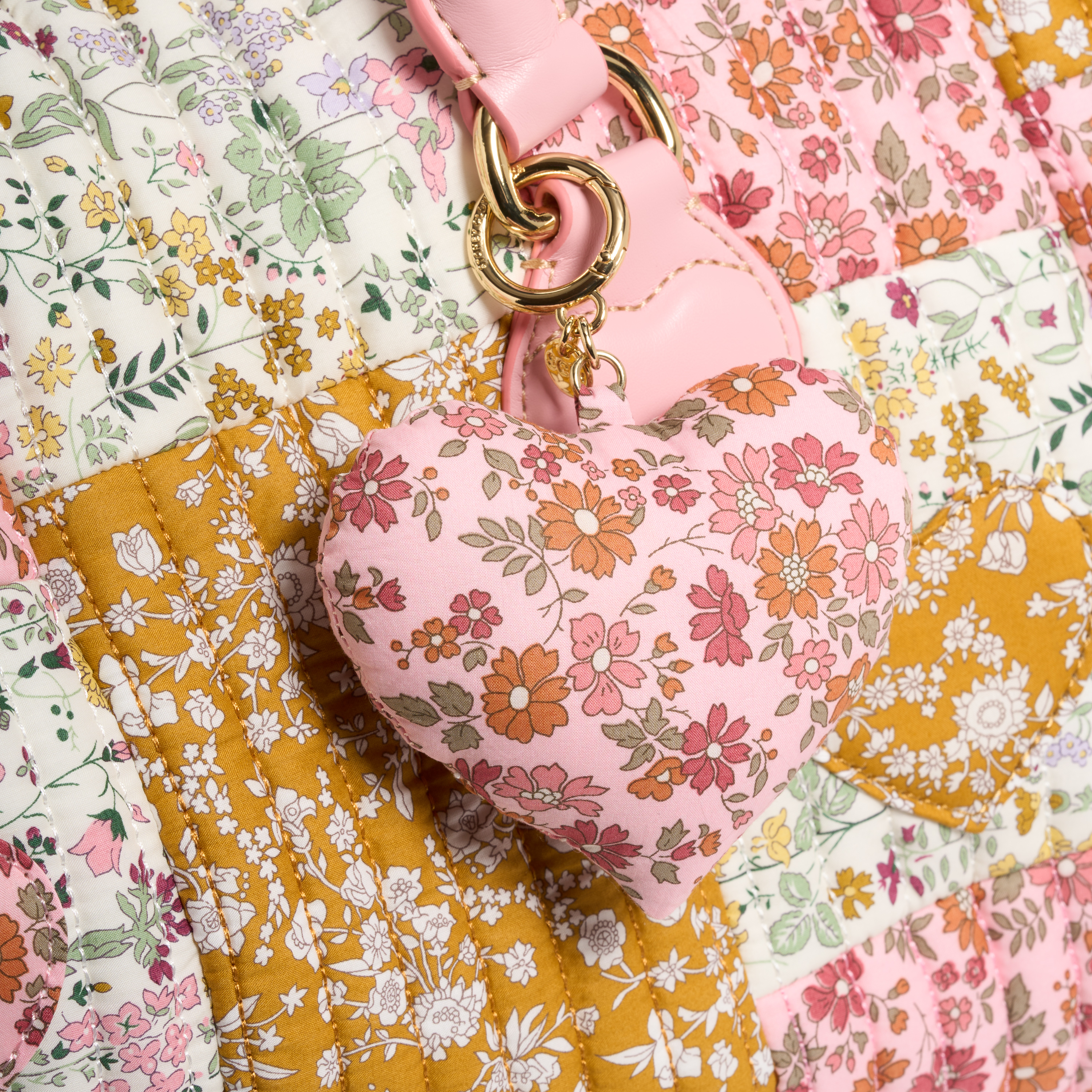 Puffy Heart Bag Charm Made with Liberty Fabric