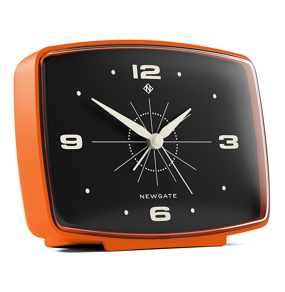 Brooklyn Alarm Clock Angled Feet and Contrast Hands