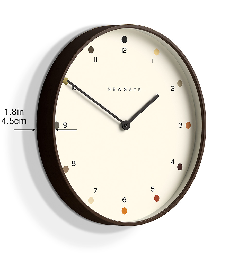 Mr. Clarke Dot Wall Clock A Slim Profile & Dark Plywood Finish