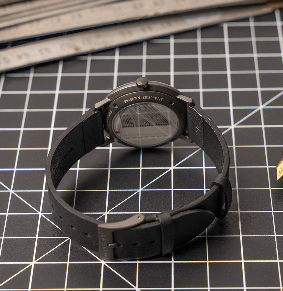 Max Bill Automatic Bauhaus Black leather strap