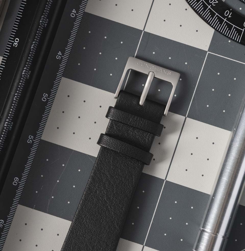 Max Bill Regulator Bauhaus Minimal Black Leather Strap