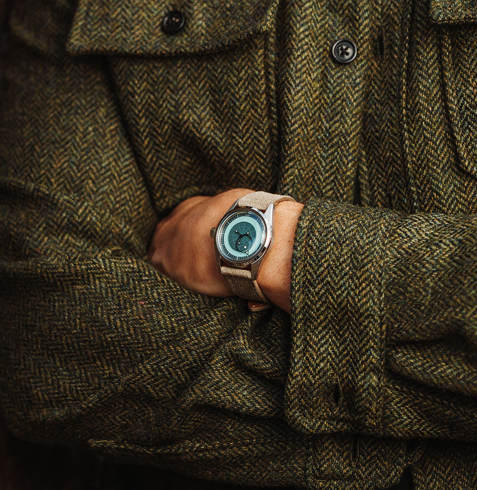 Lorier x Worn & Wound Astra Stargazer Warm Grey Suede Strap