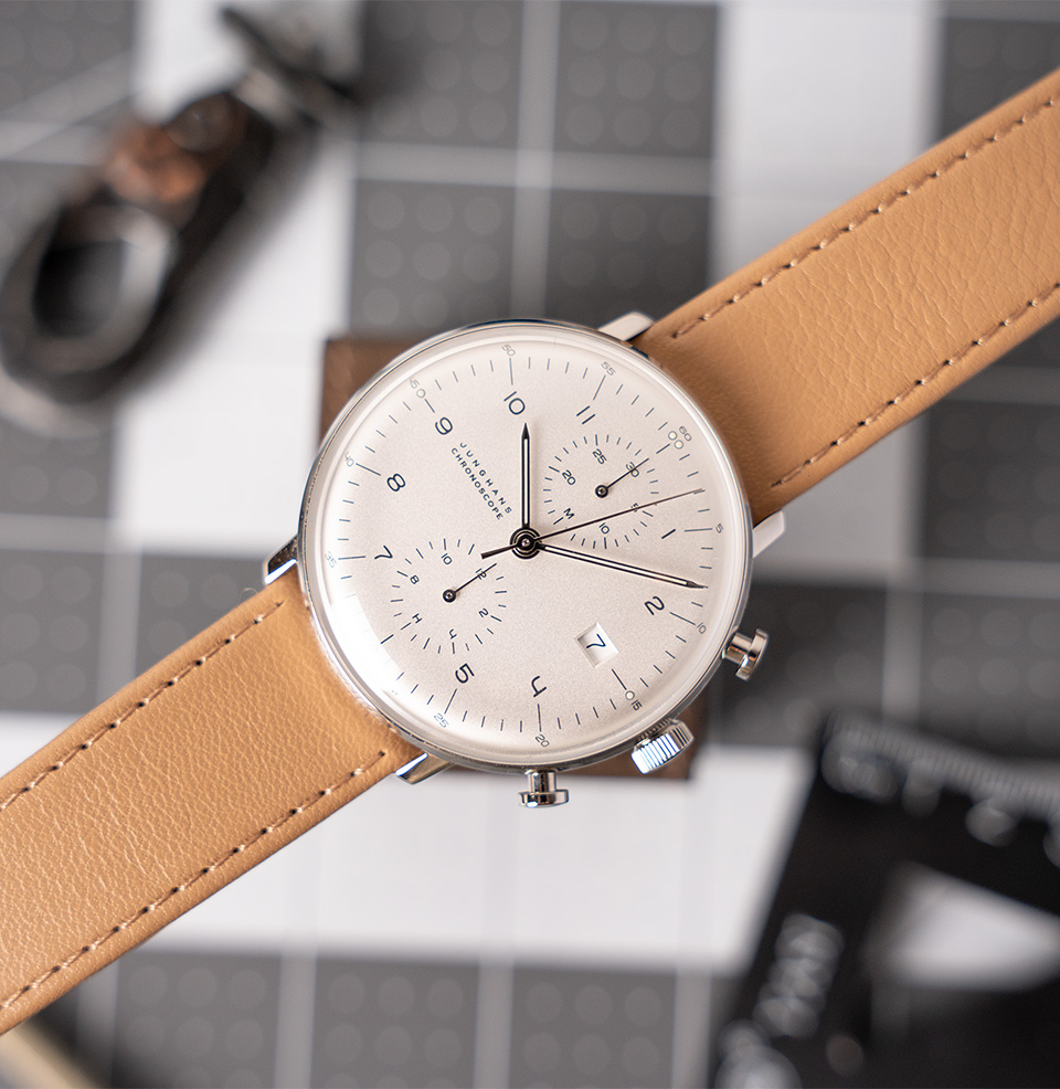 Max Bill Chronoscope Tan leather strap