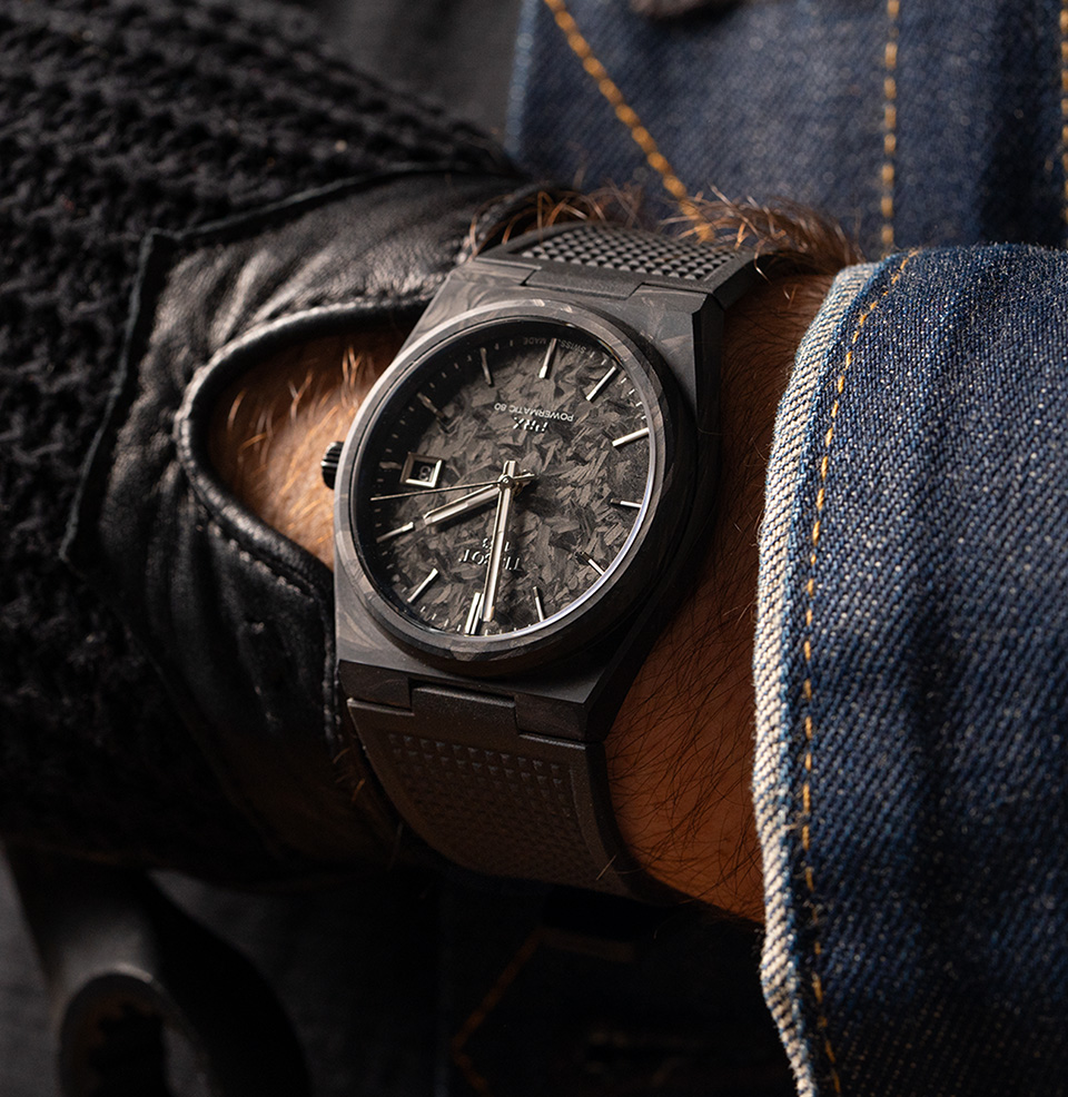 PRX POWERMATIC 80 40MM CARBON 40mm on a 6.5” wrist