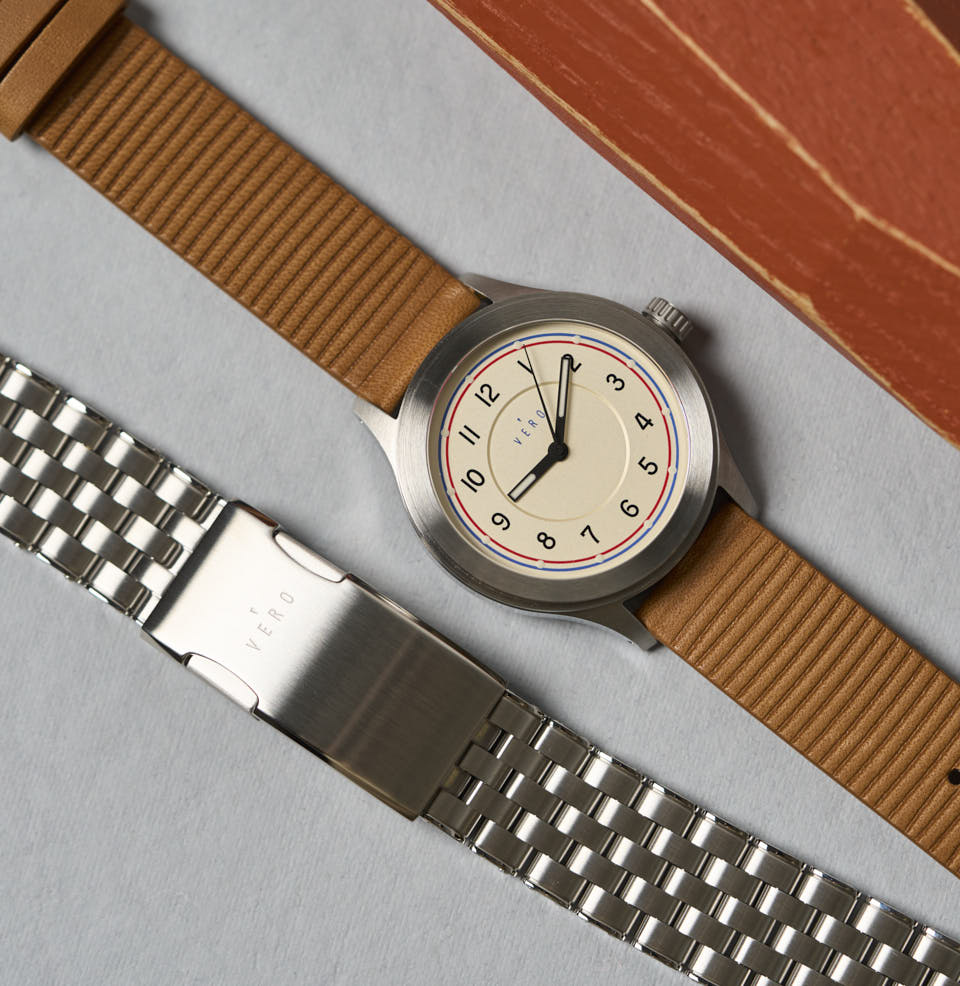 Meridian Manual Wind Rally Black Leather Strap