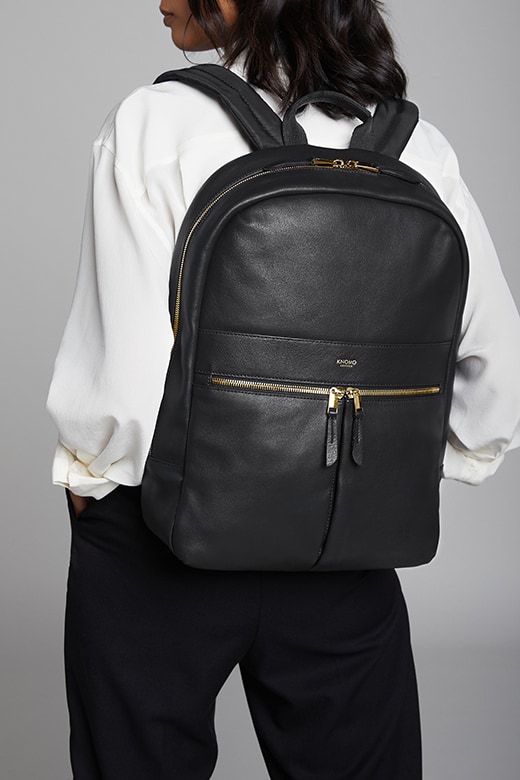 KNOMO Beaux Leather Laptop Backpack - 14" Product Feature Rectangle Image 2 |knomo.com