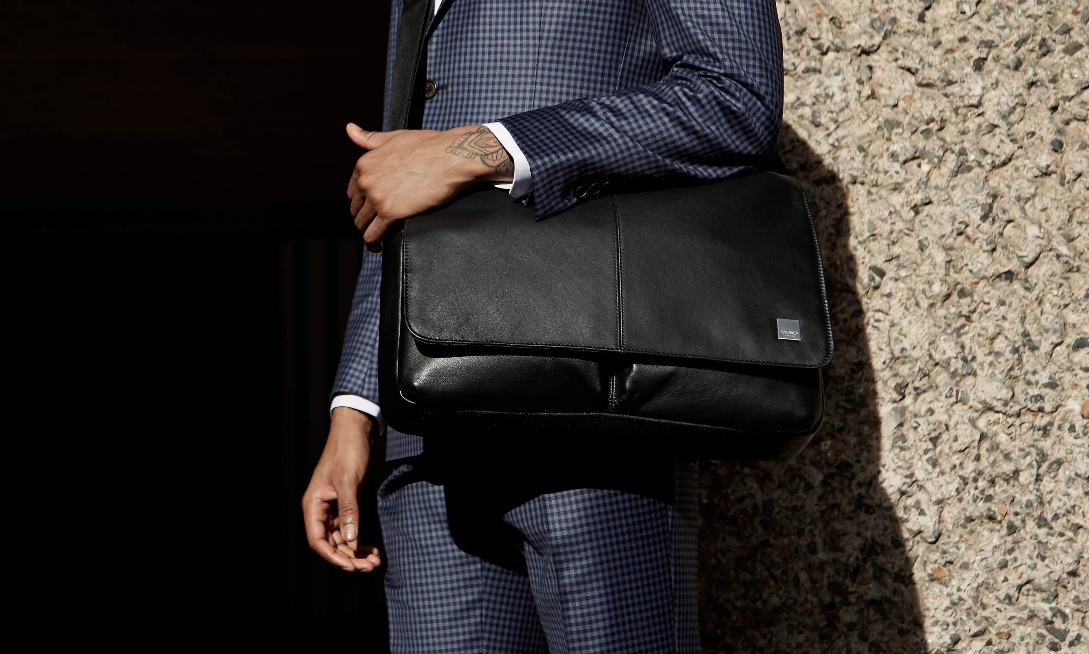 Tournay Mens Canvas Compact 15" Laptop Briefcase Black KNOMO