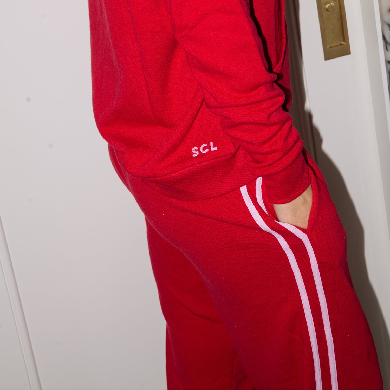 Fleece Straight Leg Pant with Side Stripe