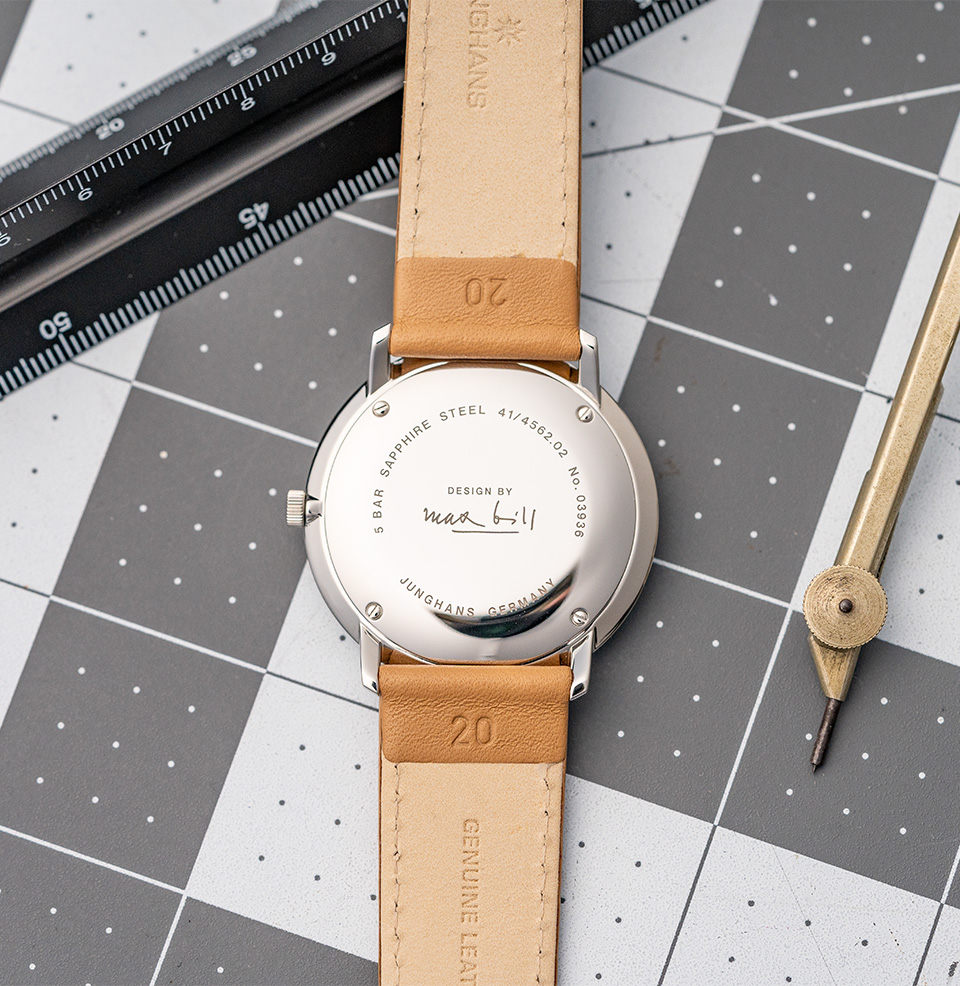 Max Bill Quarz Solid steel case-back