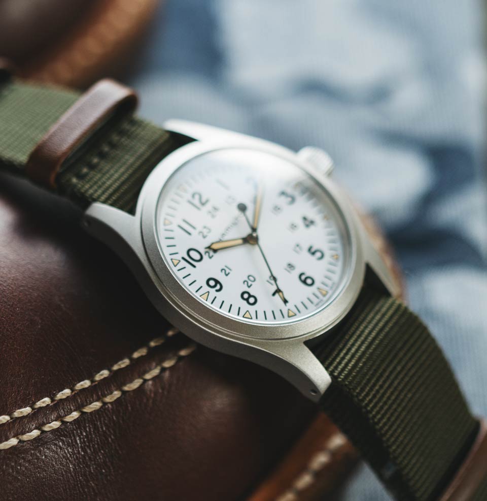 Khaki Field Mechanical Green Nylon Strap