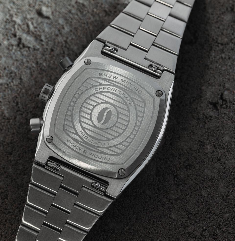 Brew x Worn & Wound Metric Chrono Regulator Lumint Special Case Back