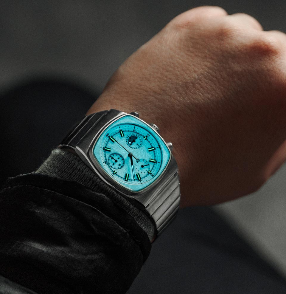 Brew x Worn & Wound Metric Chrono Regulator Lumint Tell the Time Day or Night