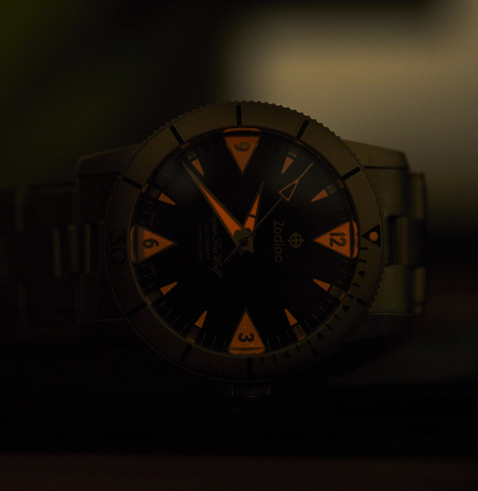 Super Sea Wolf 53 Skin Lume on dial, hands and bezel