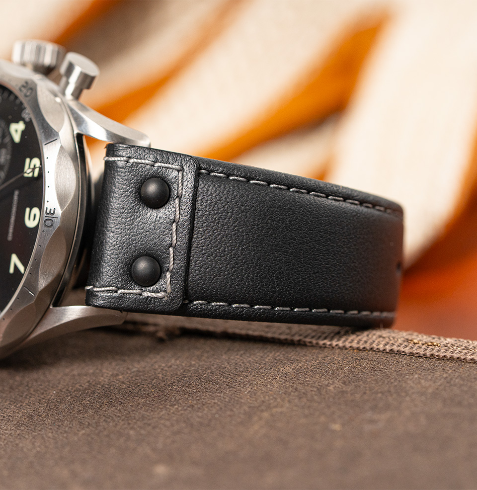 Meister Pilot Chronoscope Riveted leather strap