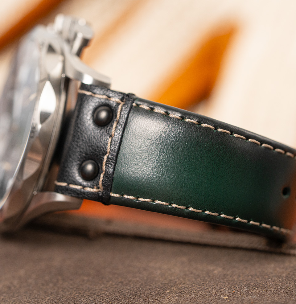 Meister Pilot Chronoscope Riveted leather strap