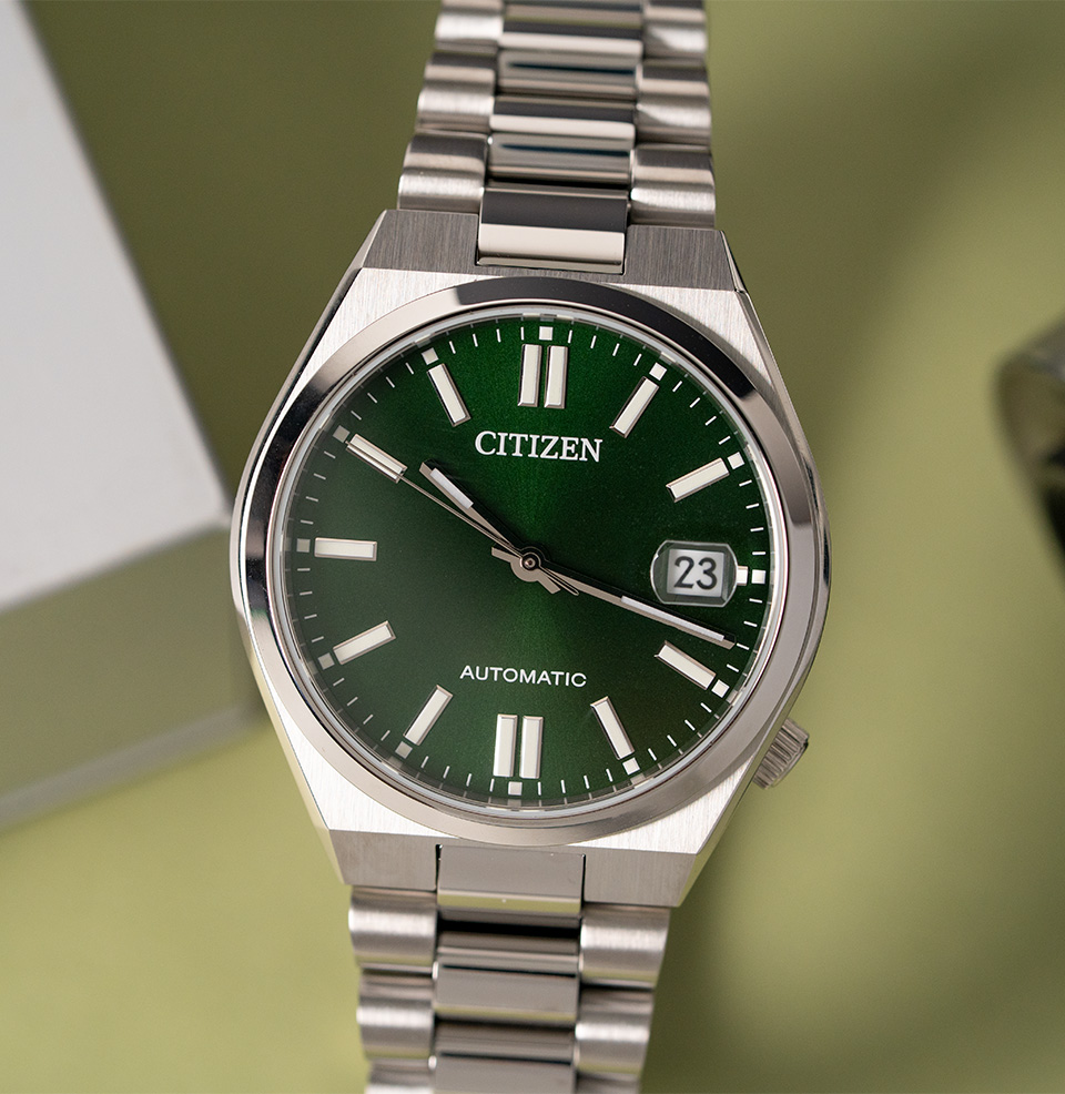 Tsuyosa 37mm Green Sunburst dial