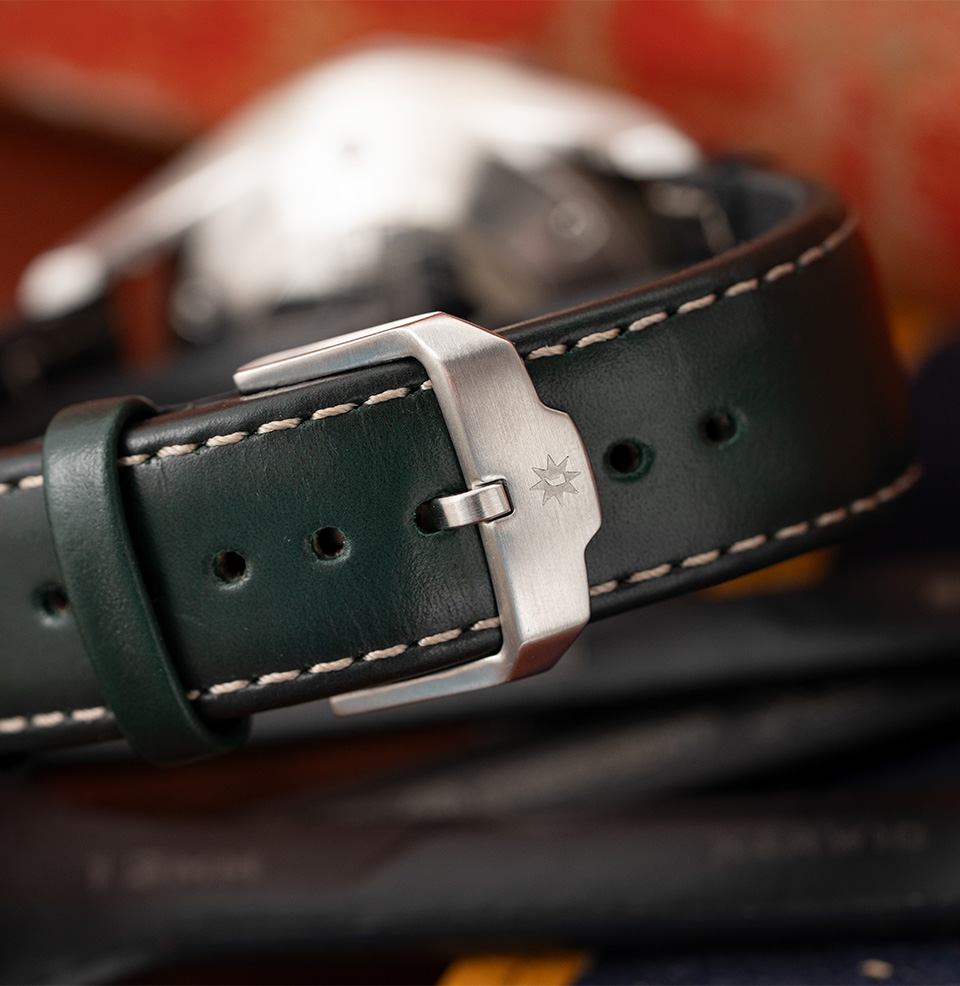 Meister Pilot Automatic Green/Black leather strap
