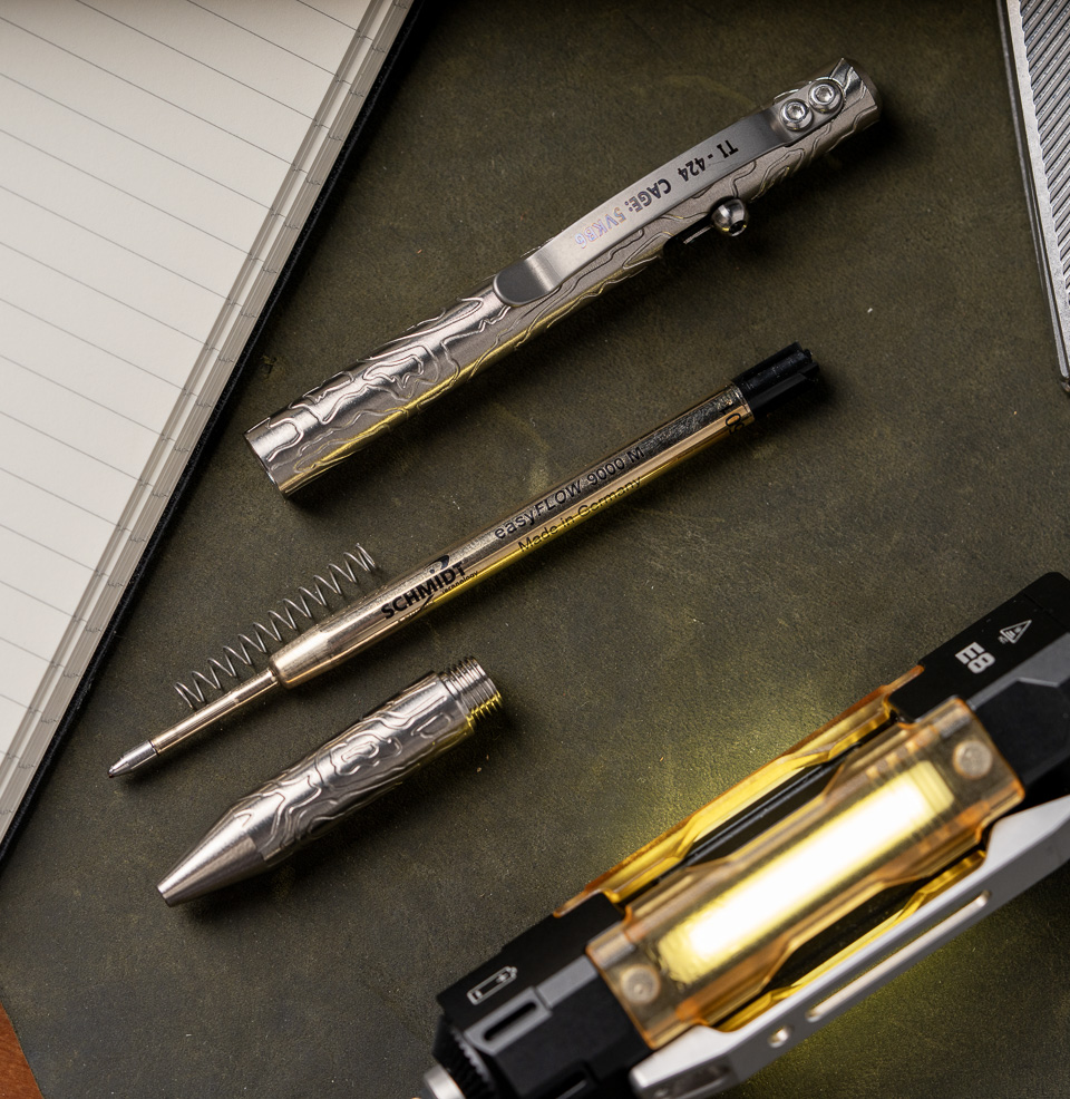 MaxMadCo Design Gen 3 Titanium Bolt Action Pen German-made Schmidt 9000M refill