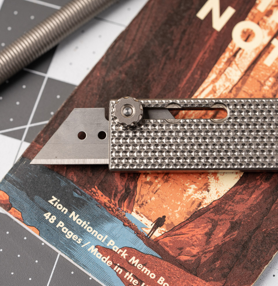 MaxMadCo Design - Titanium - Gen 2 Utility Knife Three secure blade positions