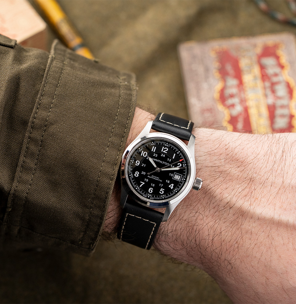 Khaki Field Auto  38mm on a 7.5” Wrist