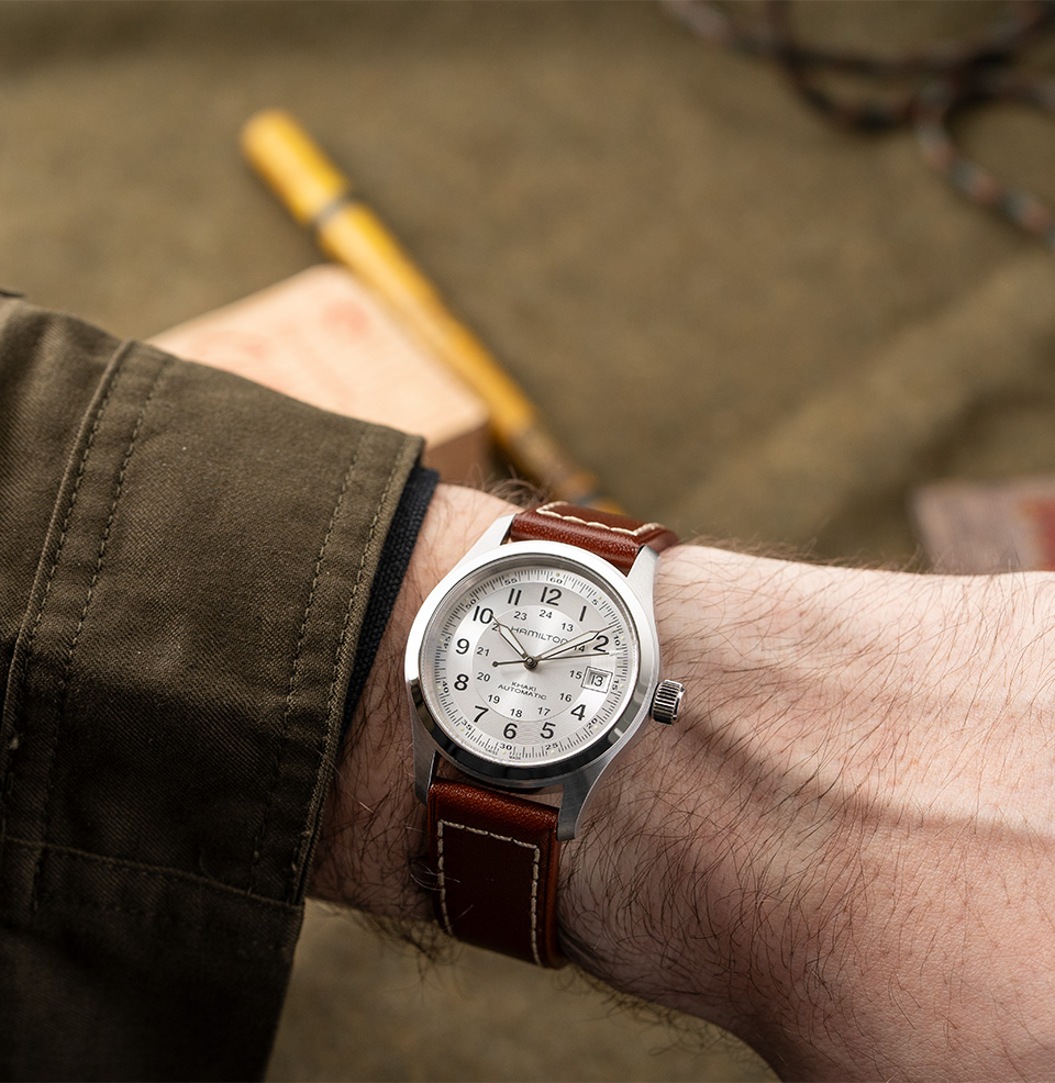 Khaki Field Auto  38mm on a 7.5” Wrist