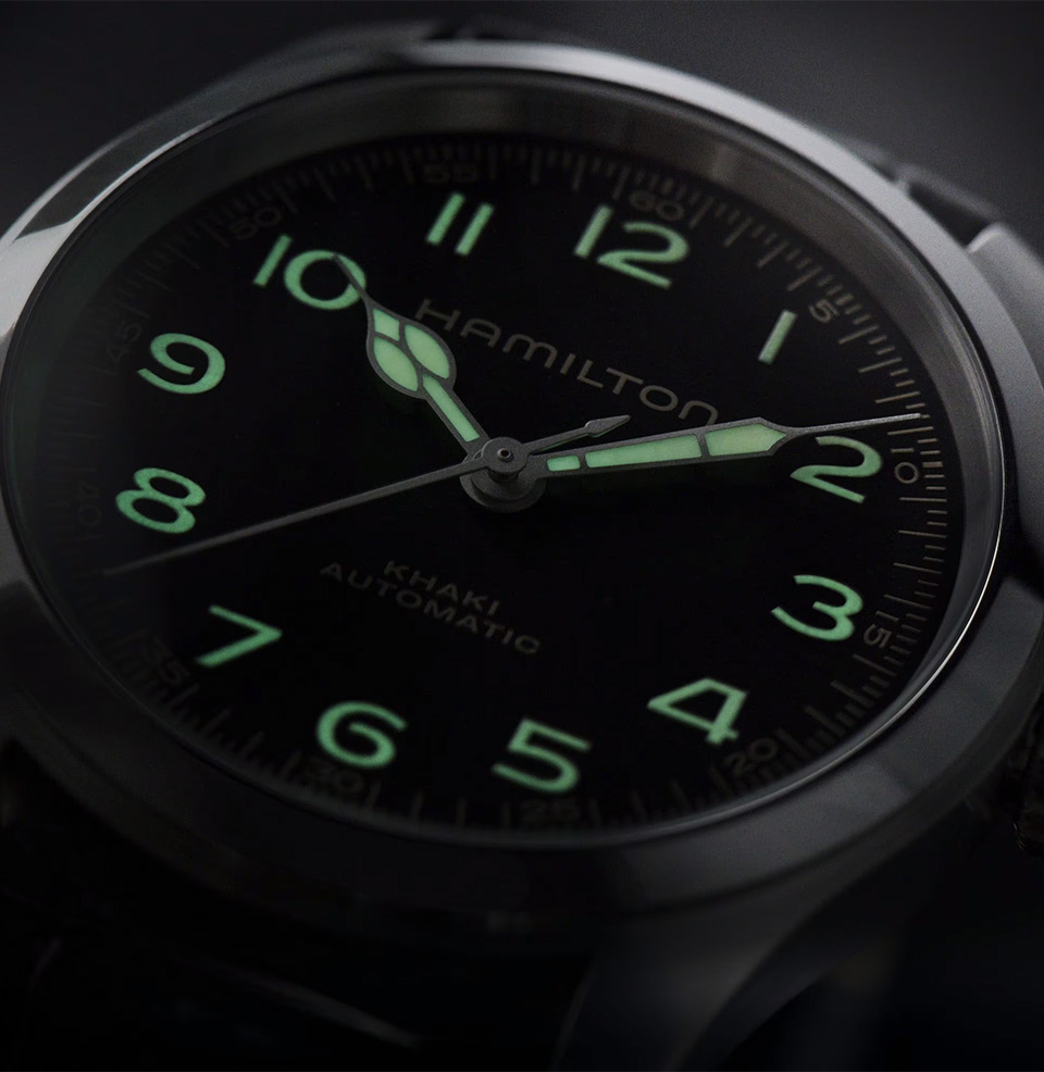 Khaki Field Murph 38mm Lume throughout the dial