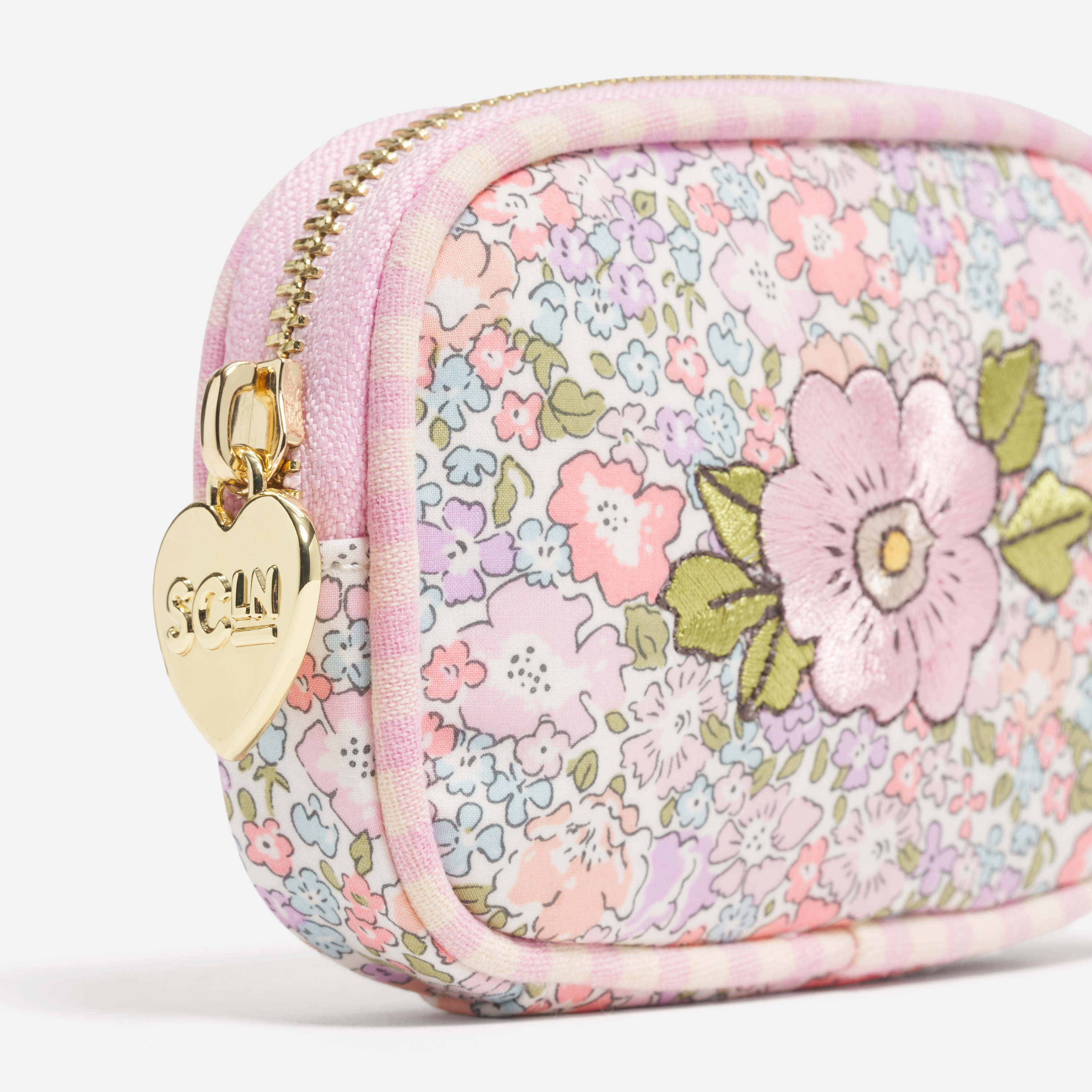 Micro Pouch Made with Liberty Fabric with Embroidery
