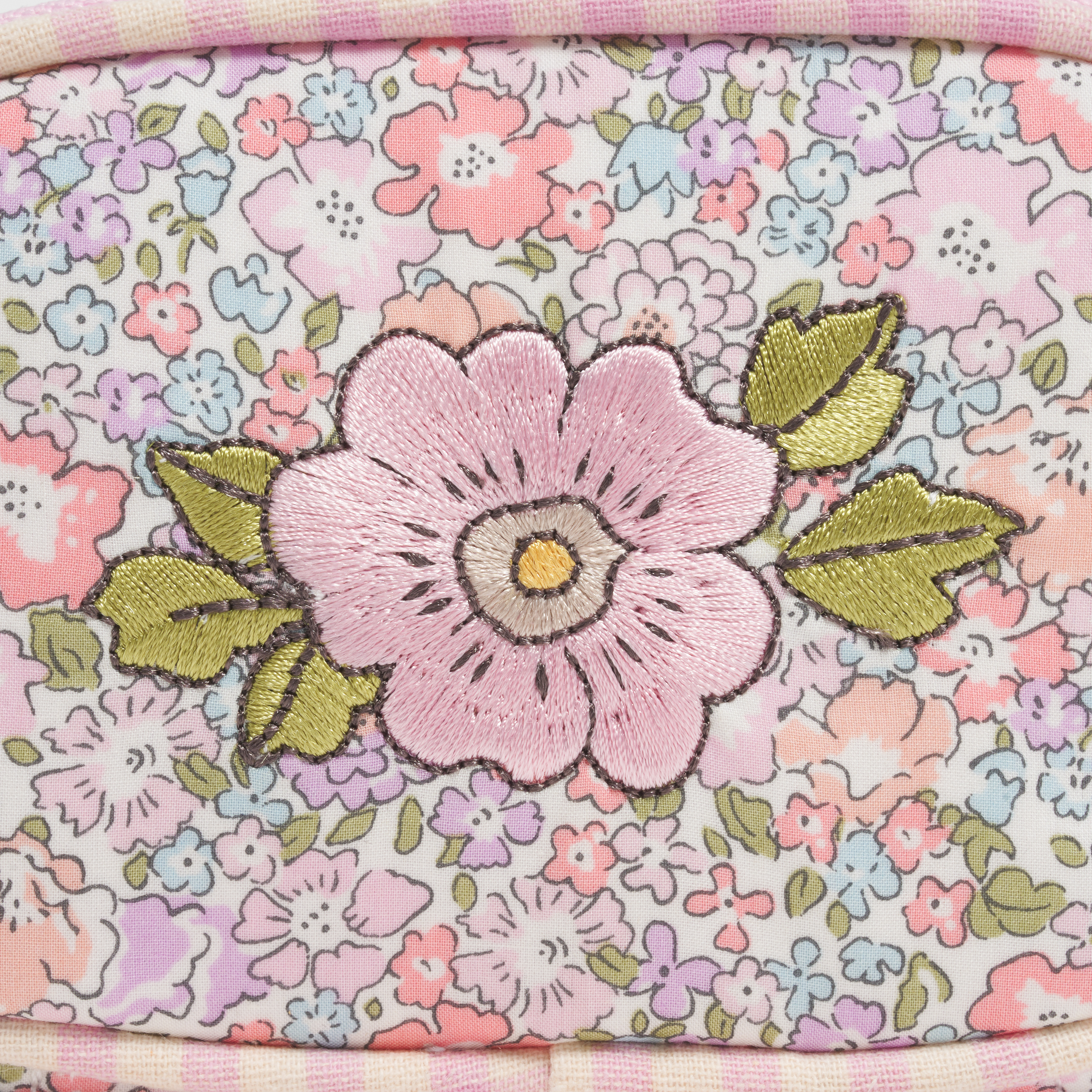 Micro Pouch Made with Liberty Fabric with Embroidery
